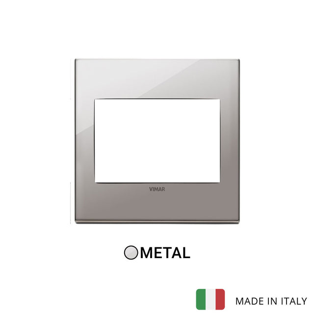 Vimar Eikon Exe Plate 3M Metal Black Chrome - British Standard