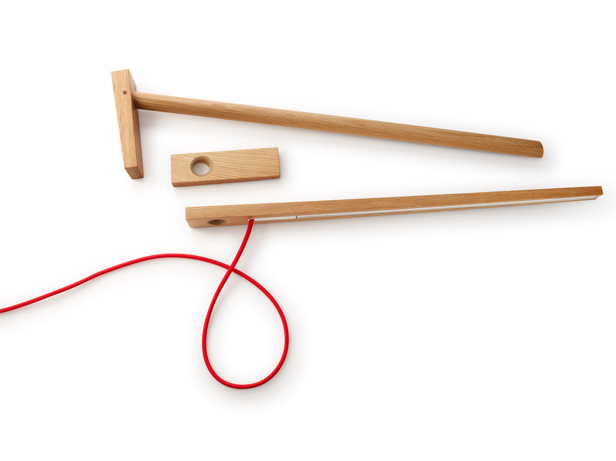 Pablo Floor Clamp Light 9W White Oak, Red Cable - PHOTO 1