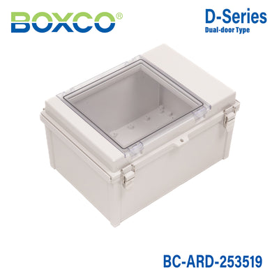 Boxco D-Series 250×350×190mm All In One Dual Door Box Enclosure, IP67, IK08, ABS, Grey Cover