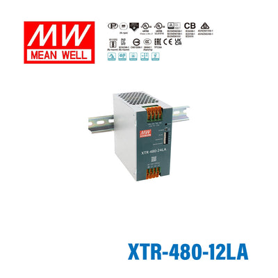 Mean Well XTR-480-12LA Three Phase Din Rail Power Supply 360W 12V - Lever-Actuated 30A