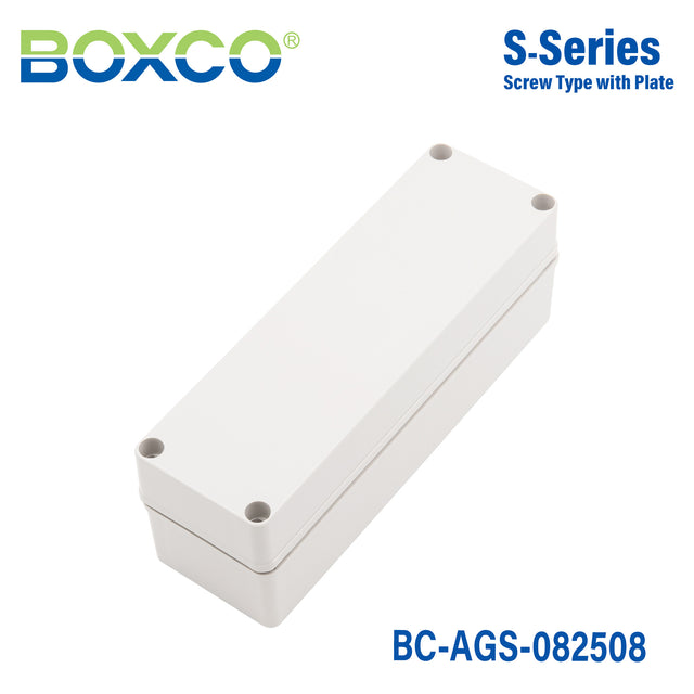 Boxco S-Series 80x250x85mm Plastic Enclosure, IP67, IK08, ABS, Grey Cover, Screw Type