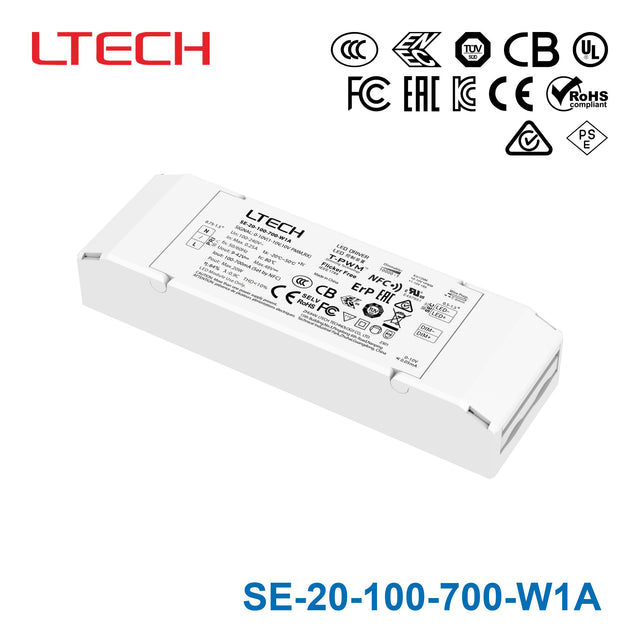 Ltech SE-20-100-700-W1A 20W CC 0-10V Dimmable LED Driver 100-700mA