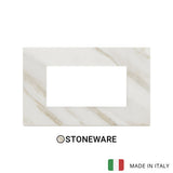 Vimar Eikon Plate 4M Marbl.Stoneware White Calacatta