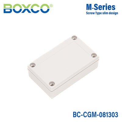 Boxco M-Series 80x130x35mm Plastic Enclosure, IP67, IK08, PC, Grey Cover, Screw Type