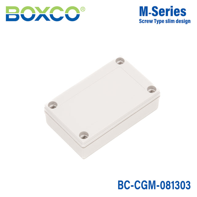 Boxco M-Series 80x130x35mm Plastic Enclosure, IP67, IK08, PC, Grey Cover, Screw Type