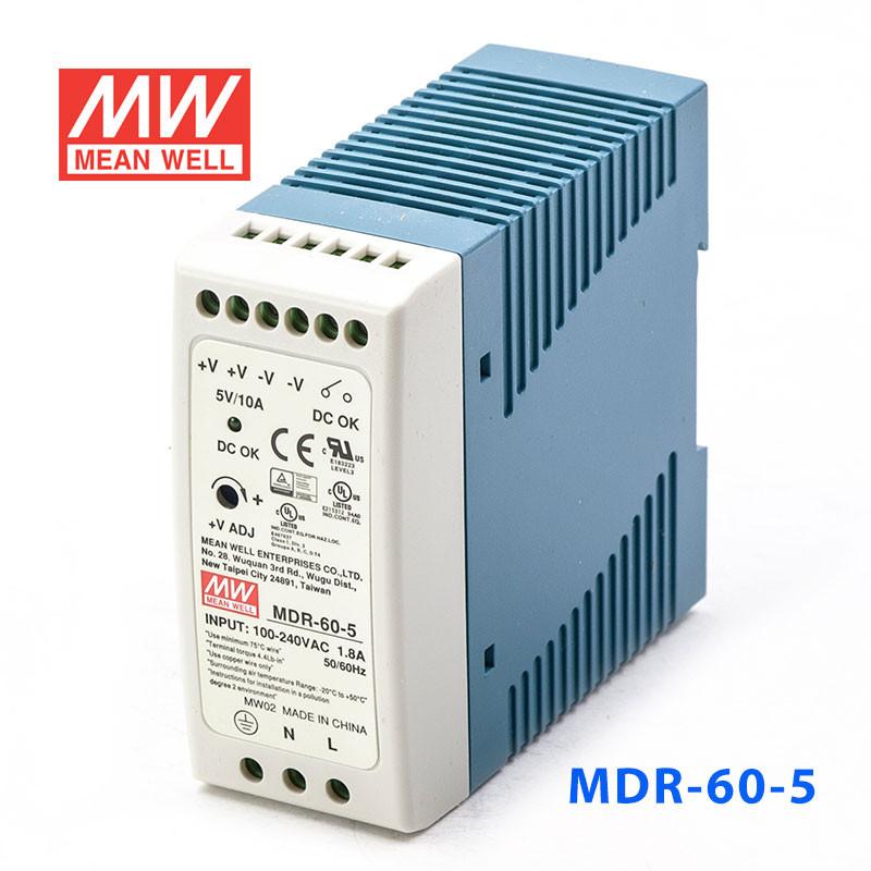 Mean Well MDR-60-5 Single Output Industrial Power Supply 60W 5V 10A - DIN Rail - PHOTO 1