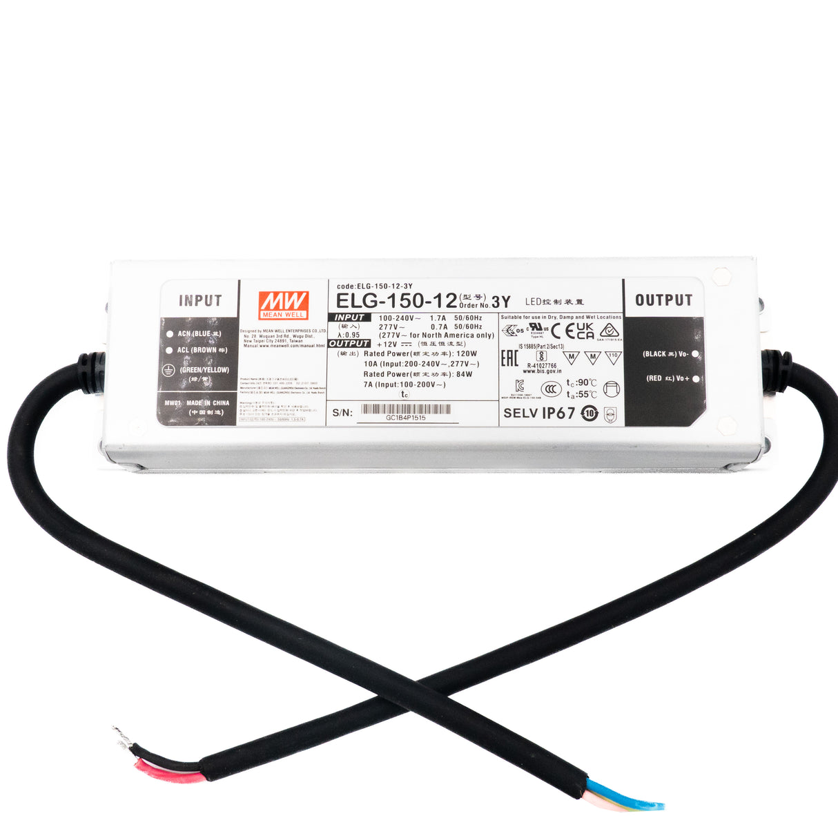 Mean Well ELG-150-12-3Y AC-DC Single output LED Driver Mix Mode (CV+CC) with PFC - PHOTO 1