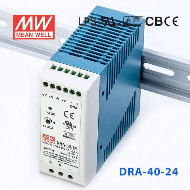 Mean Well DRA-40-24 Single Output Switching Power Supply 40W 24V - DIN Rail