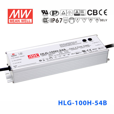 Mean Well HLG-100H-54AB Power Supply 100W 54V - Adjustable and Dimmable 1.77A