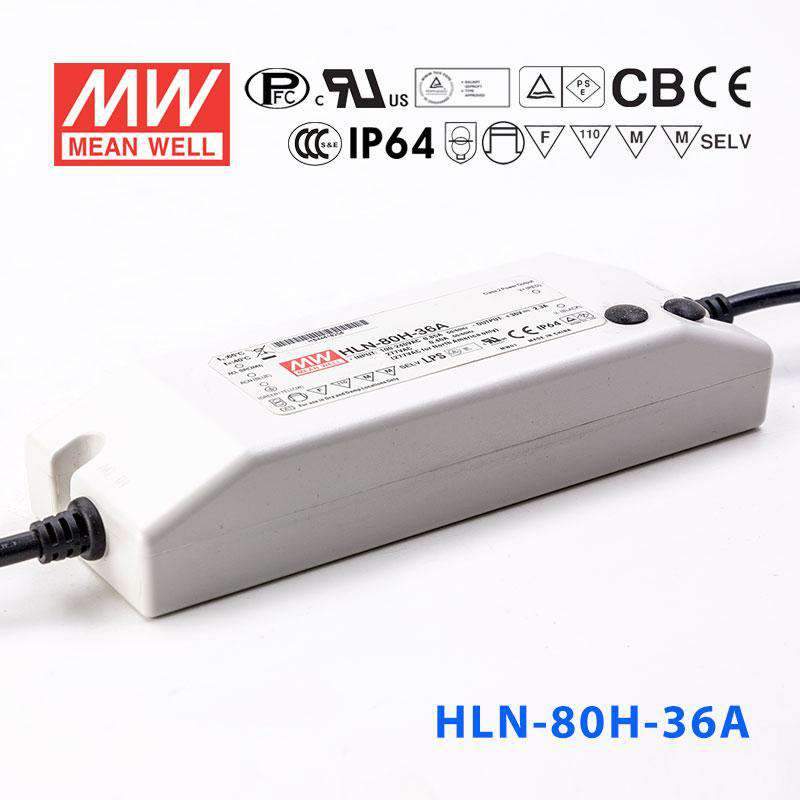 Mean Well HLN-80H-36A Power Supply 80W 36V - IP64, Adjustable 2.3A