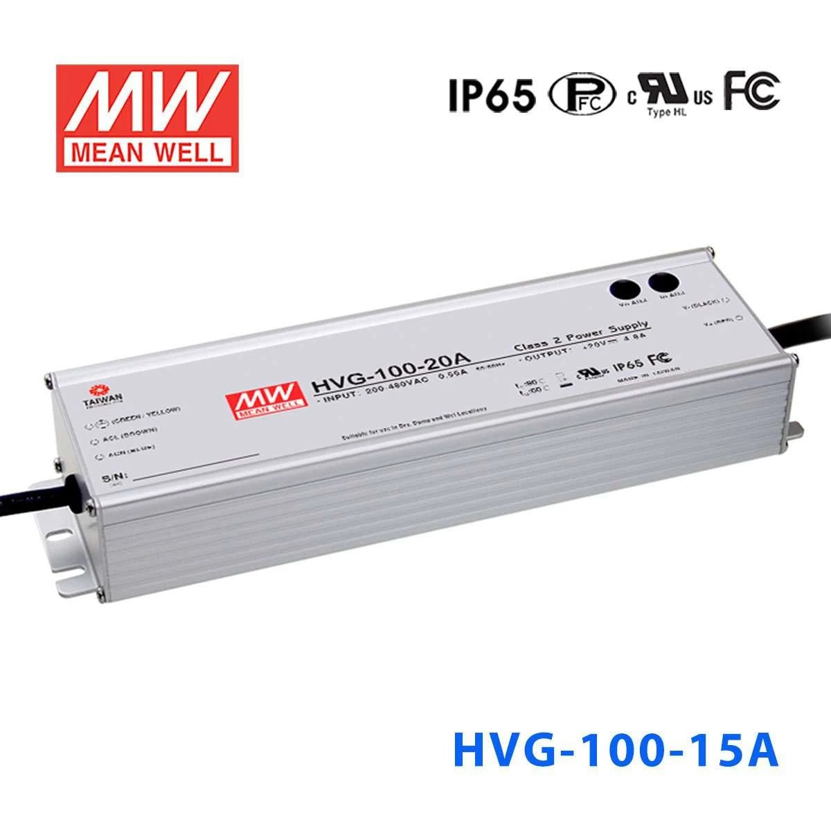 Mean Well HVG-100-15AB Power Supply 75W 15V - Adjustable and Dimmable 5A