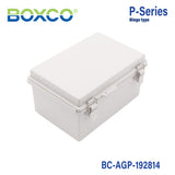 Boxco P-Series 190x280x140mm Plastic Enclosure, IP67, IK08, ABS, Grey Cover, Molded Hinge and Latch Type