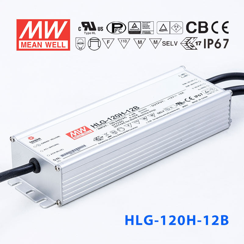 Mean Well HLG-120H-12AB Power Supply 120W 12V - Adjustable and Dimmable 10A