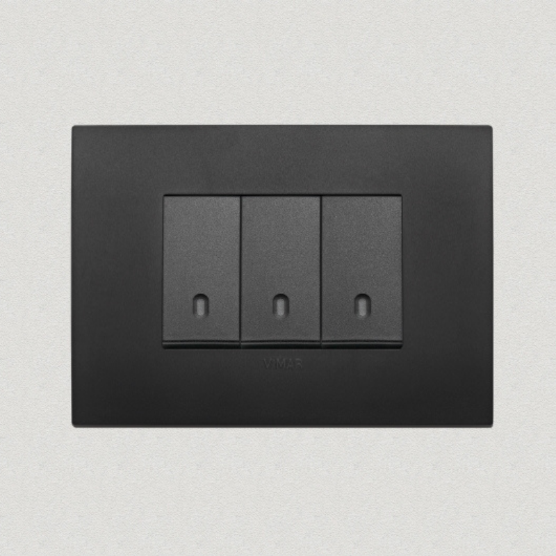 Vimar Arke Plastic 3 Gang switch - Black - 16A - PHOTO 2