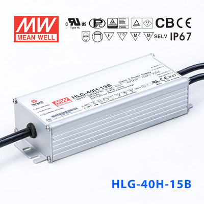 Mean Well HLG-40H-15AB Power Supply 40W 15V - Adjustable and Dimmable 2.67A