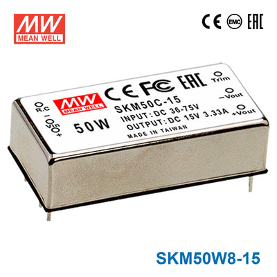 Mean Well SKM50W8-15 50W DC-DC Converter 15VDC 3.33A