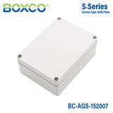 Boxco S-Series 150x200x75mm Plastic Enclosure, IP67, IK08, ABS, Grey Cover, Screw Type