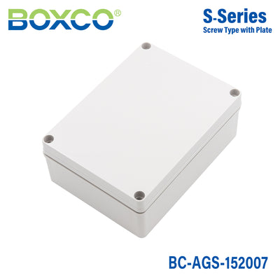 Boxco S-Series 150x200x75mm Plastic Enclosure, IP67, IK08, ABS, Grey Cover, Screw Type
