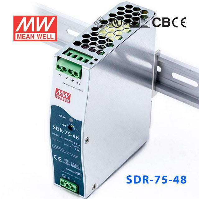 Mean Well SDR-75-48 Single Output Industrial Power Supply 75W 48V - DIN Rail