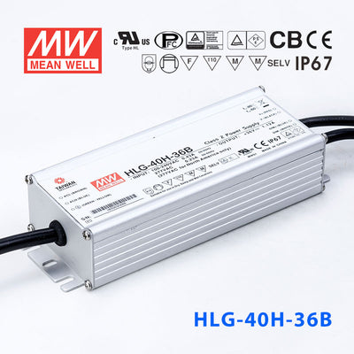 Mean Well HLG-40H-36AB Power Supply 40W 36V - Adjustable and Dimmable 1.12A