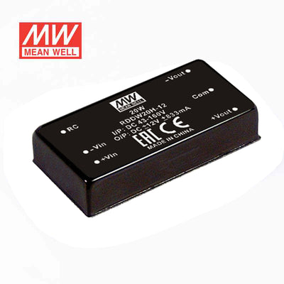 Mean Well RDDW20H-12 DC-DC Converter - 20W - 43~160V in ±12V out 1.83A