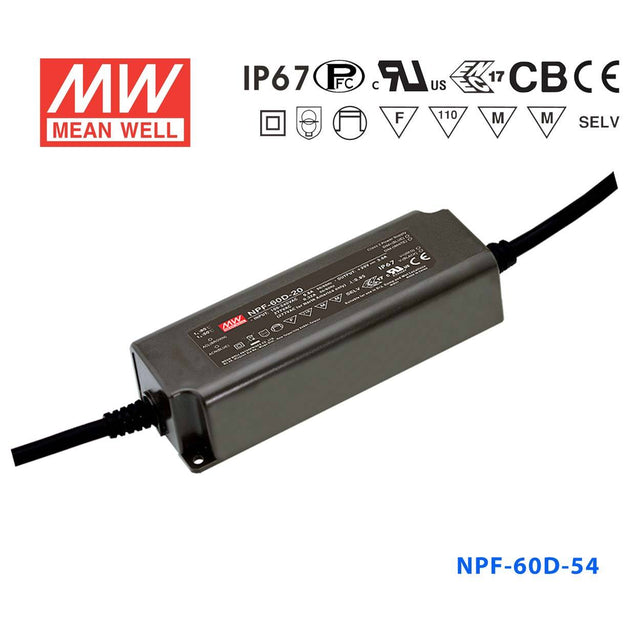Mean Well NPF-60D-54 Power Supply 60W 54V - Dimmable 1.12A