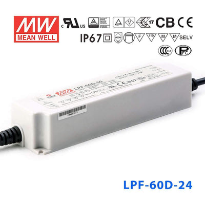 Mean Well LPF-60D-24 Power Supply 60W 24V - Dimmable 2.5A