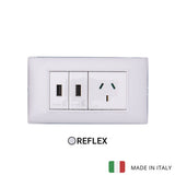 Vimar Plana Plastic 2 USB and 1 Socket - Reflex Snow - 10A