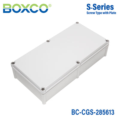 Boxco S-Series 280x560x130mm Plastic Enclosure, IP67, IK08, PC, Grey Cover, Screw Type