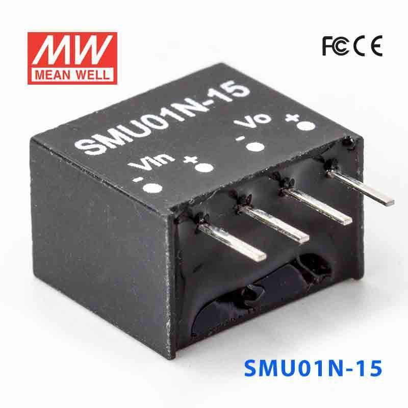 Mean Well SMU01N-15 DC-DC Converter - 1W - 21.6~26.4V in 15V out 67mA