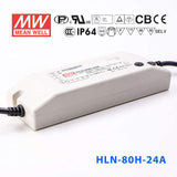 Mean Well HLN-80H-24A Power Supply 80W 24V - IP64, Adjustable 3.4A
