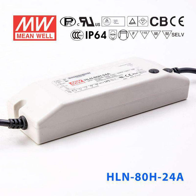 Mean Well HLN-80H-24A Power Supply 80W 24V - IP64, Adjustable 3.4A