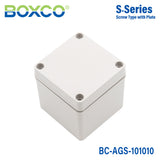 Boxco S-Series 100x100x100mm Plastic Enclosure, IP67, IK08, ABS, Grey Cover, Screw Type