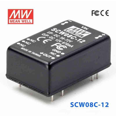 Mean Well SCW08C-12 DC-DC Converter - 8W 36~72V DC in 12V out 670mA