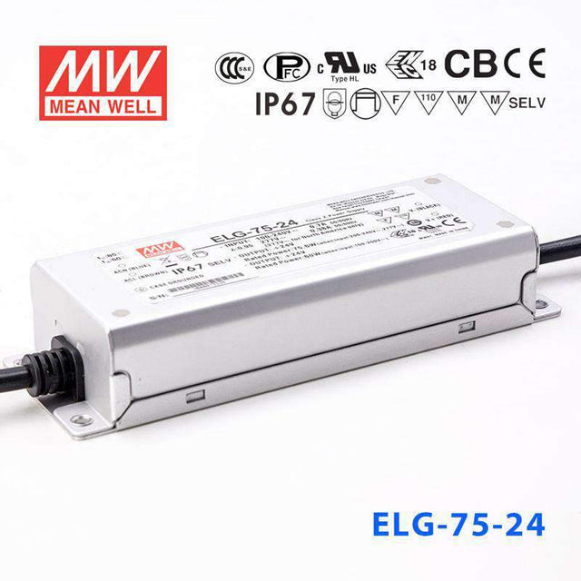 Mean Well ELG-75-24AB Power Supply 75W 24V - Adjustable and Dimmable