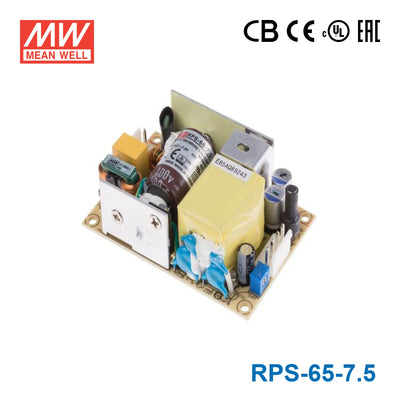 Mean Well RPS-65-7.5 Green Power Supply W 7.5V 8A - Medical Power Supply