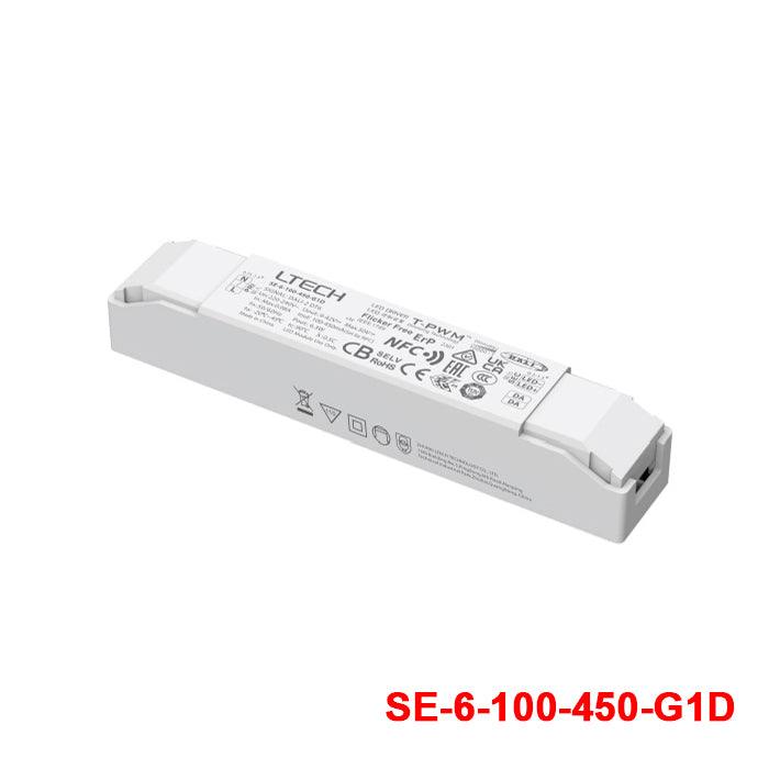 Ltech SE-6-100-450-G1D 6W 100-450mA LED Driver - NFC, DALI2 Dimmable