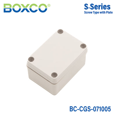 Boxco S-Series 75x105x55mm Plastic Enclosure, IP67, IK08, PC, Grey Cover, Screw Type