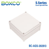 Boxco S-Series 280x280x130mm Plastic Enclosure, IP67, IK08, ABS, Grey Cover, Screw Type