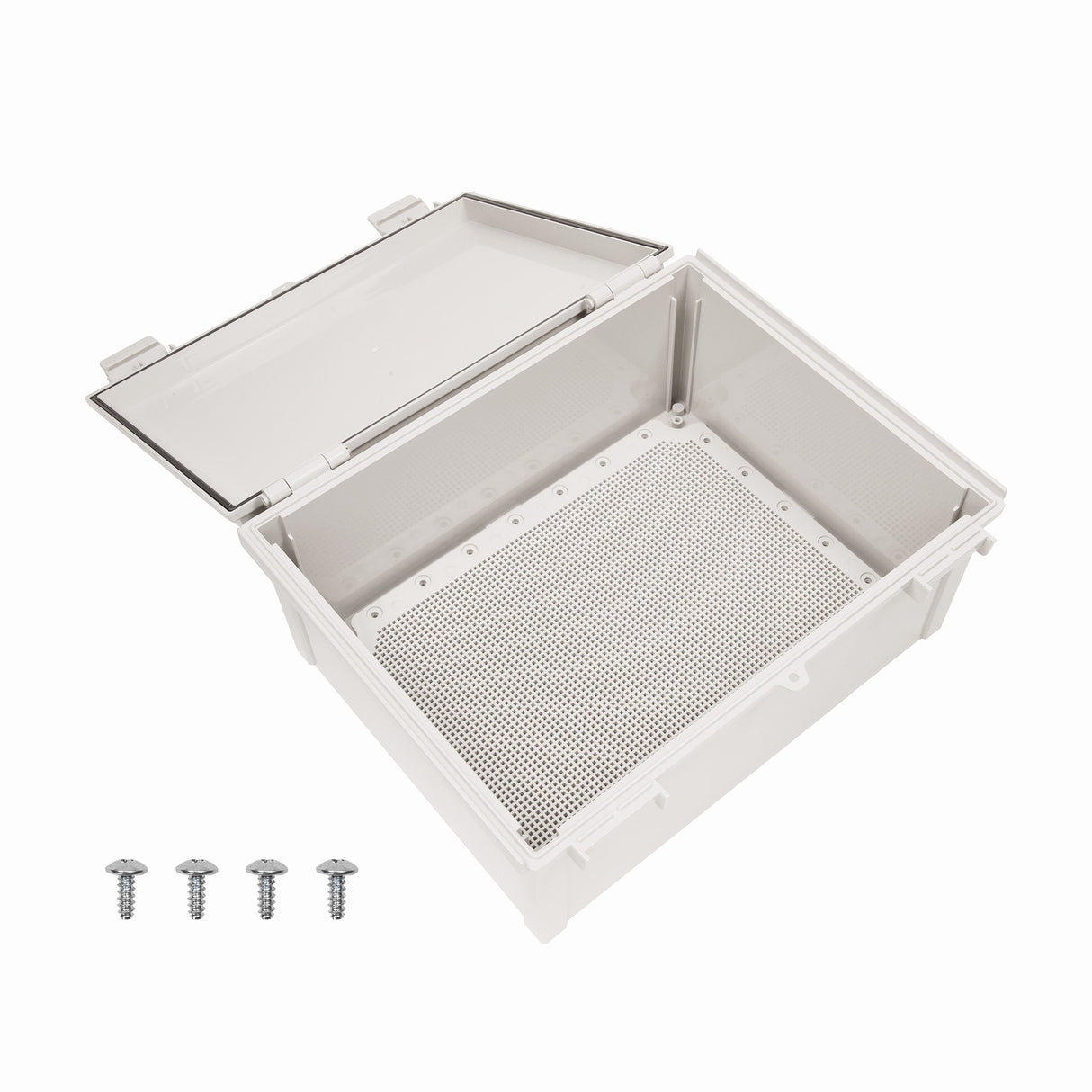Boxco Q-Series 350x450x200mm Plastic Enclosure, IP67, IK08, ABS, Grey Cover, Hinge Type with Plate - PHOTO 3