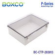 Boxco P-Series 280x380x130mm Plastic Enclosure, IP67, IK08, PC, Transparent Cover, Molded Hinge and Latch Type