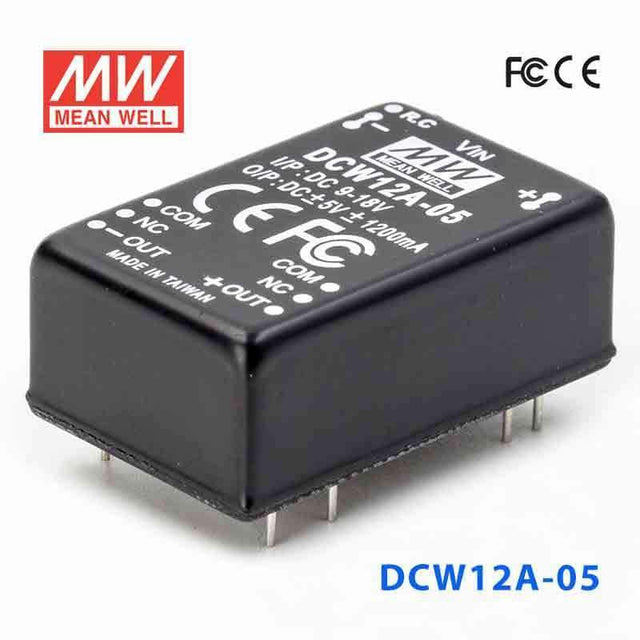 Mean Well DCW12A-05 DC-DC Converter - 12W - 9~18V in ±5V out 1.2A