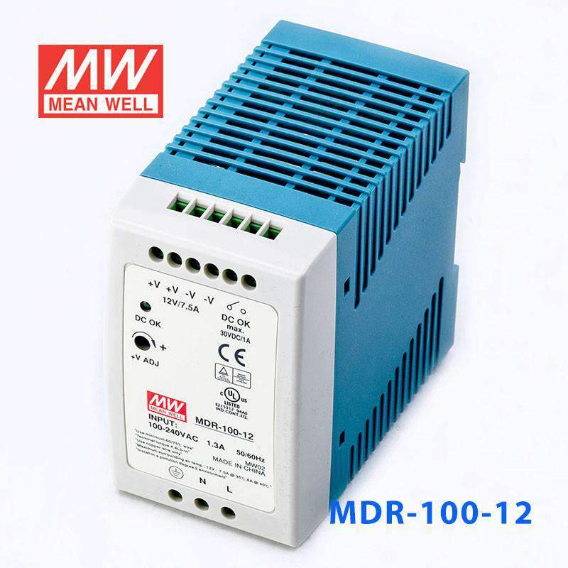 Mean Well MDR-100-12 Single Output Industrial Power Supply 100W 12V 7.5A - DIN Rail - PHOTO 1