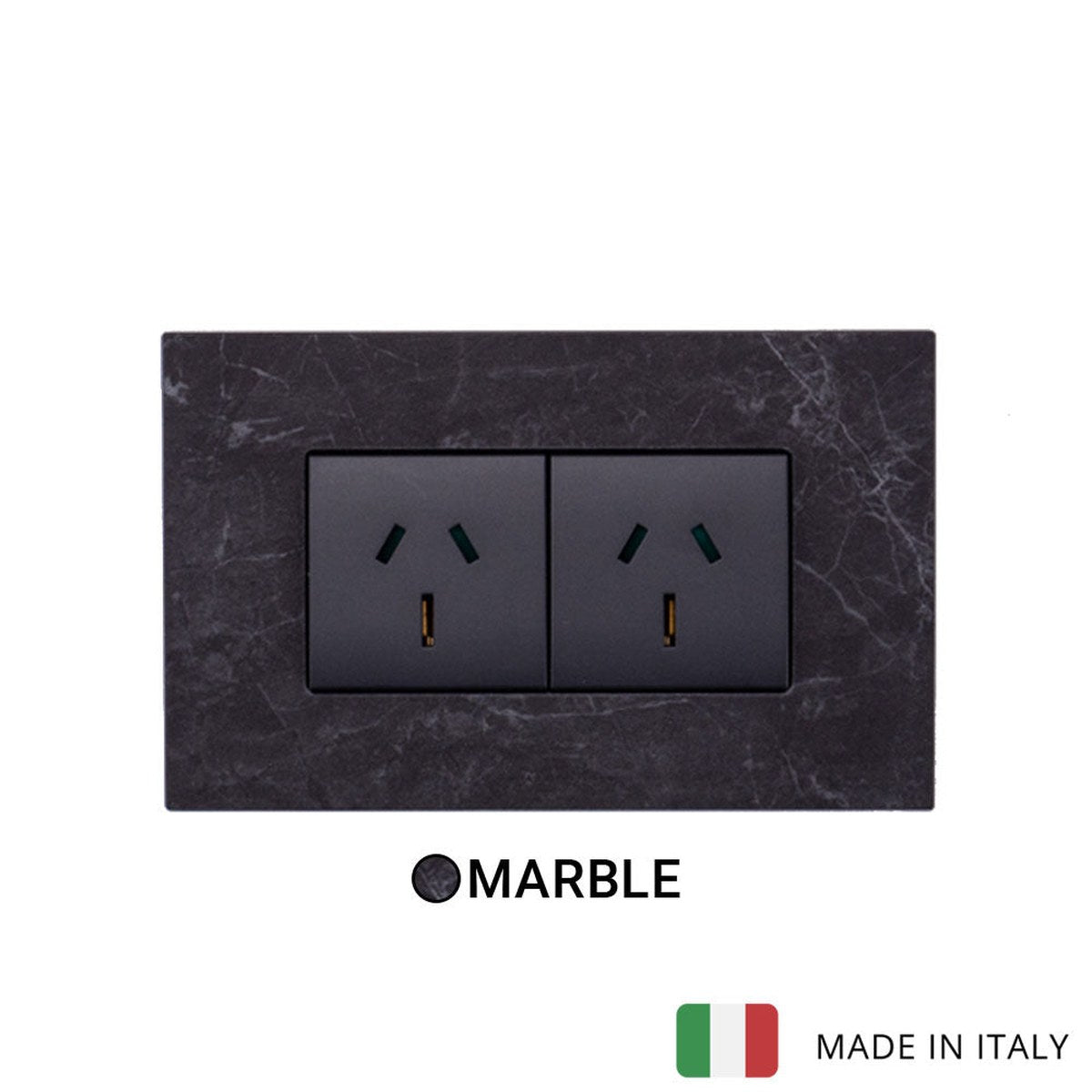 Vimar Eikon Marble 2 Socket - Black Marquina - 15A - PHOTO 3
