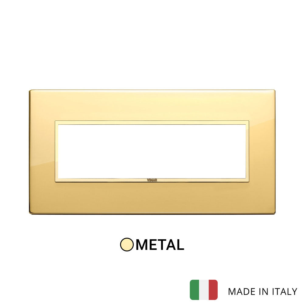 Vimar Eikon Evo Plate 7M Aluminium Polished Gold w Gold Frame
