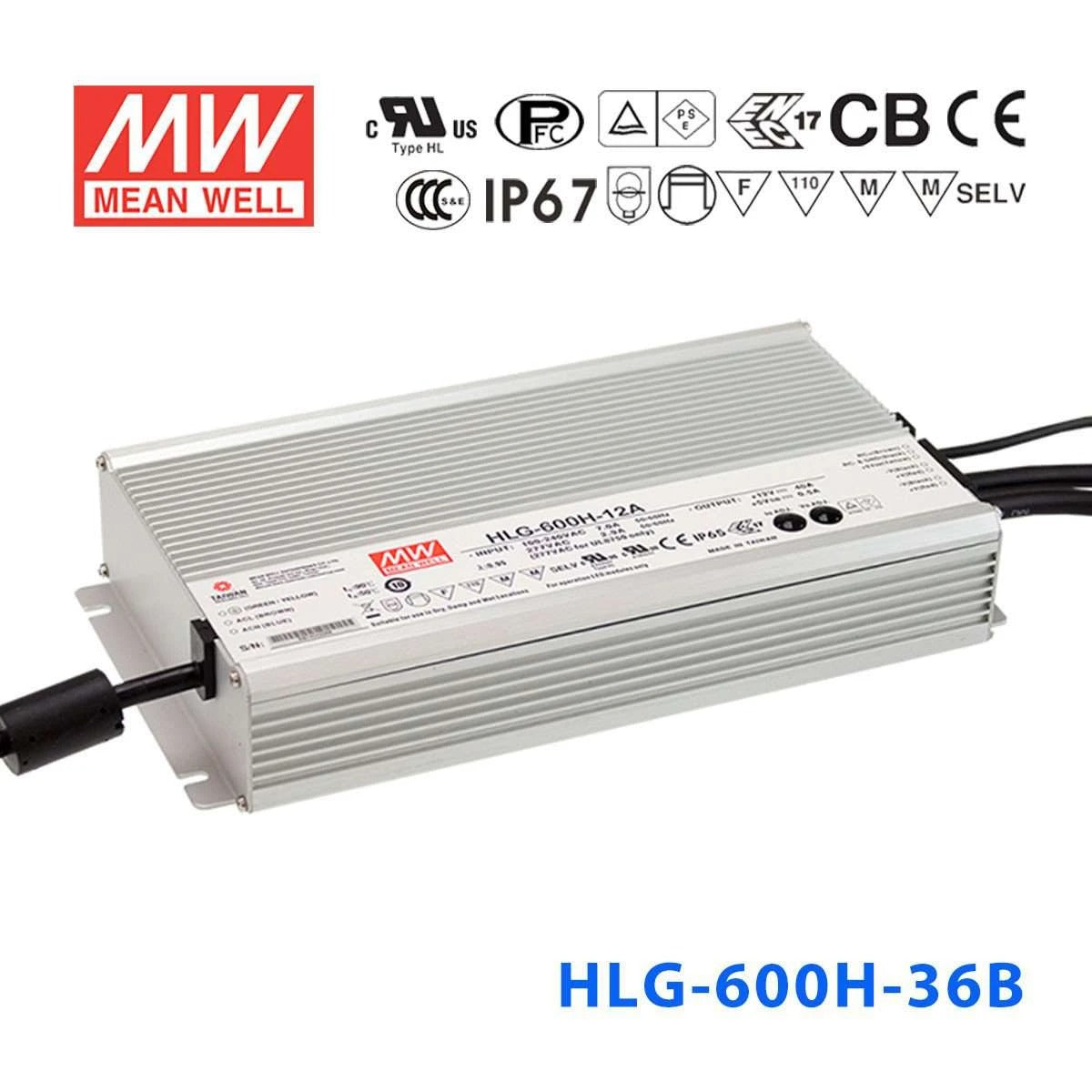 Mean Well HLG-600H-36B Power Supply 600W 36V- Dimmable 16.7A