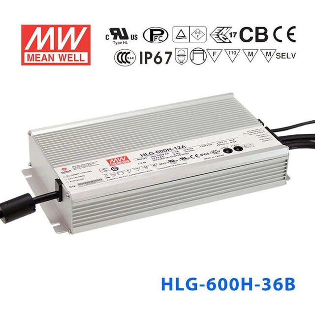 Mean Well HLG-600H-36B Power Supply 600W 36V- Dimmable 16.7A