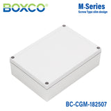 Boxco M-Series 180x255x75mm Plastic Enclosure, IP67, IK08, PC, Grey Cover, Screw Type