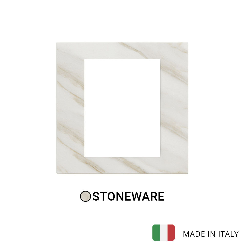 Vimar Eikon Exe Plate 8M Marbl Stoneware White Calacatta