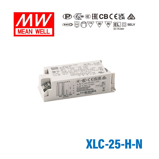 Mean Well XLC-25-H-N LED Driver 25W 700mA 9~54V Constant Power, NFC Current Setting